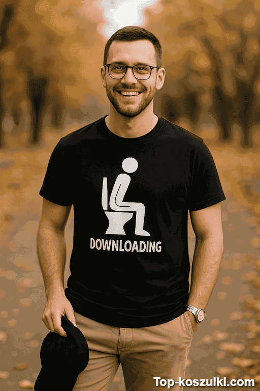 Śmieszna koszulka downloading