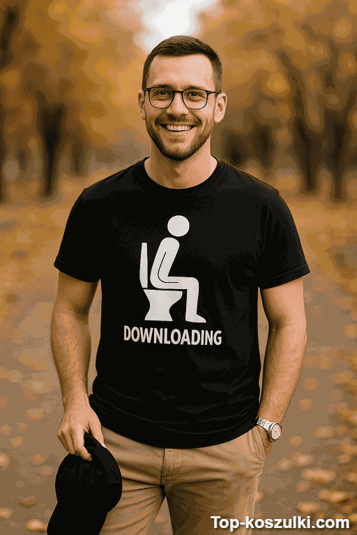 Śmieszna koszulka downloading
