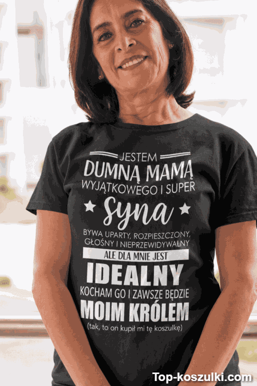 Śmieszna koszulka dumna mama syna