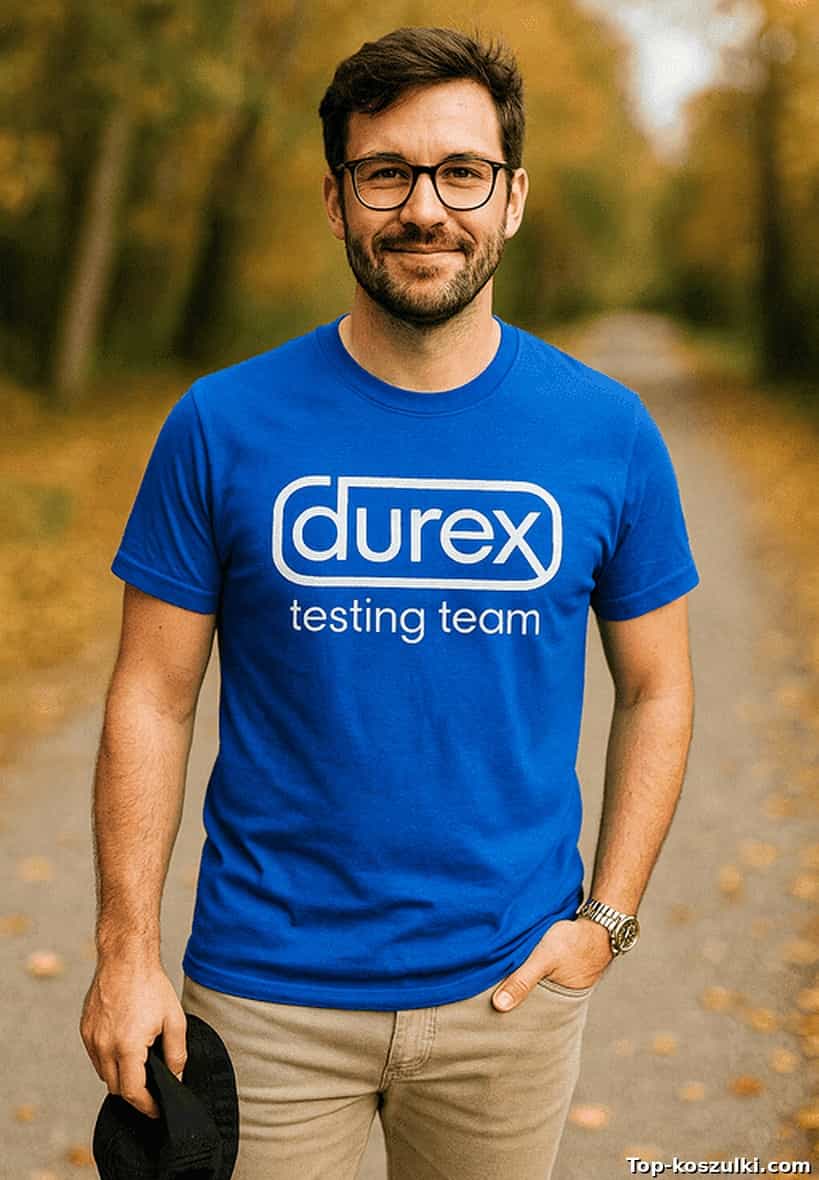 Śmieszna koszulka durex testing team