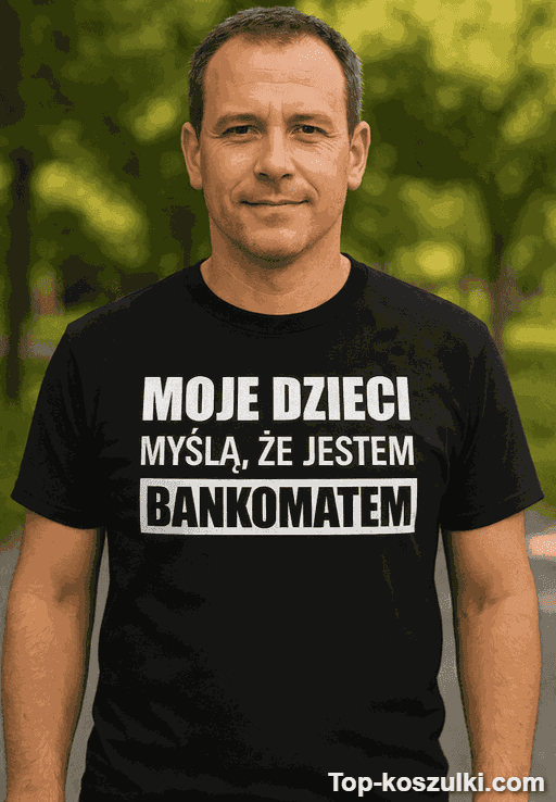 Śmieszna koszulka dzieci myślą że jestem bankomatem