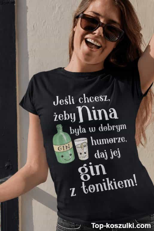 Śmieszna koszulka gin z tonikiem z dowolnym imieniem