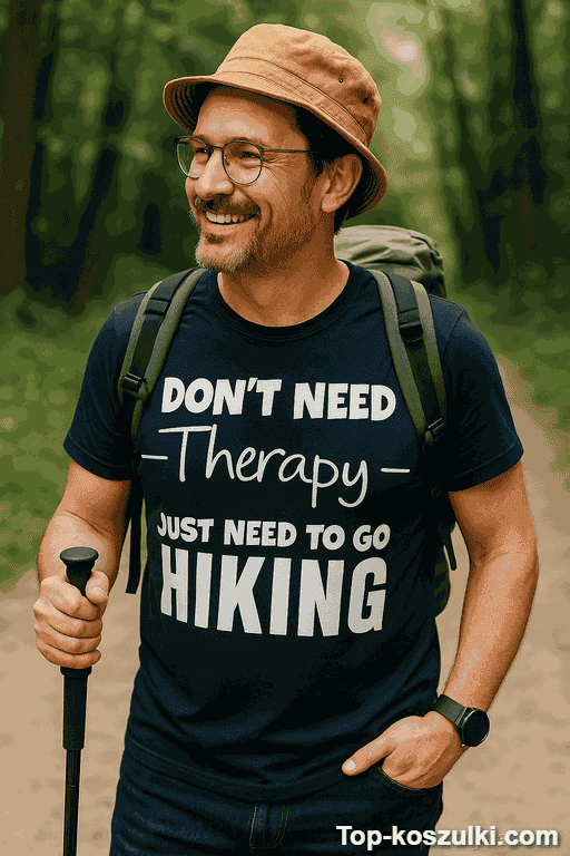Śmieszna koszulka hiking therapy