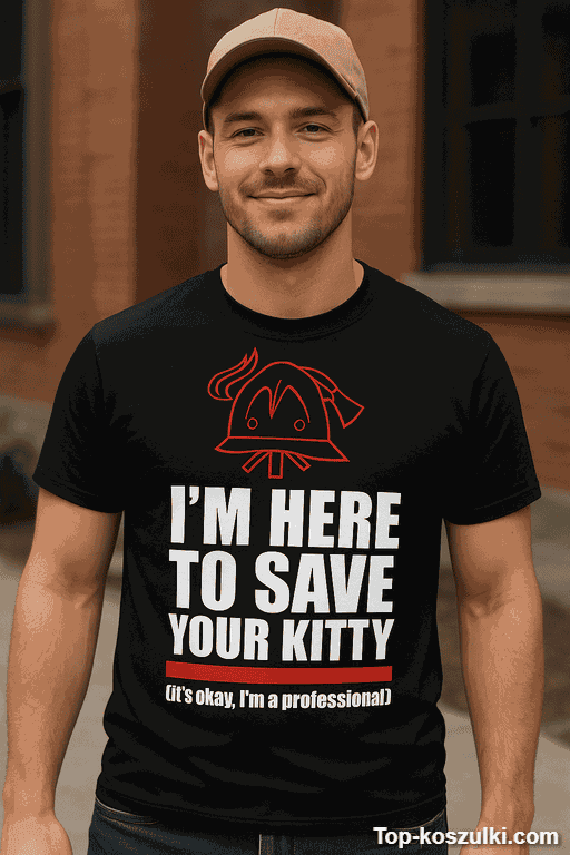 Śmieszna koszulka I'm here to save your kitty