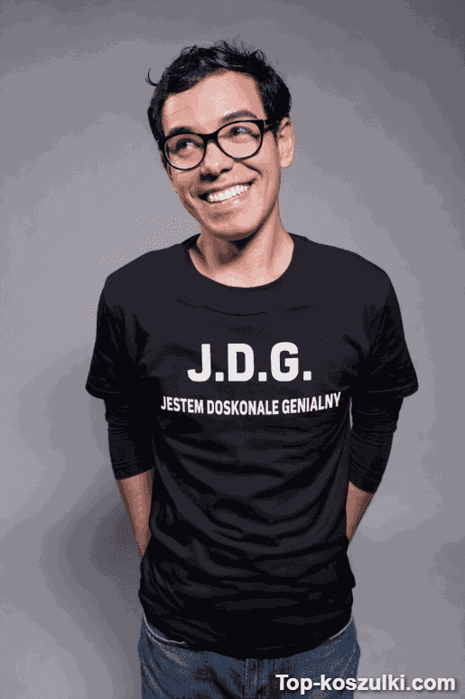 Śmieszna koszulka JDG jestem doskonale genialny