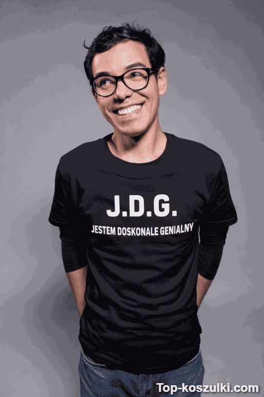 Śmieszna koszulka JDG jestem doskonale genialny
