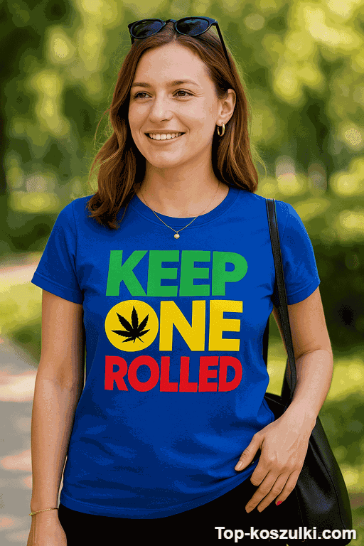 Śmieszna koszulka keep one rolled rasta style