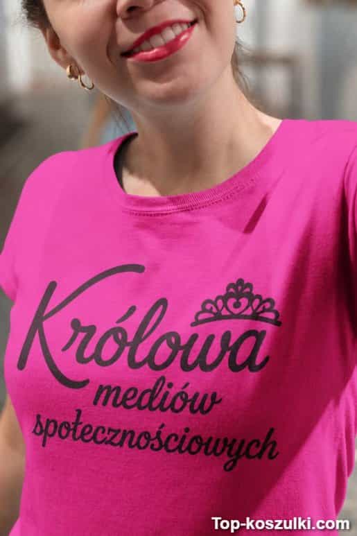 Śmieszna koszulka królowa mediów społecznościowych
