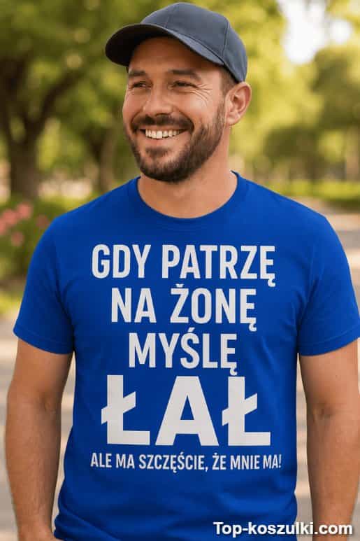 Śmieszna koszulka łał żona szczęście