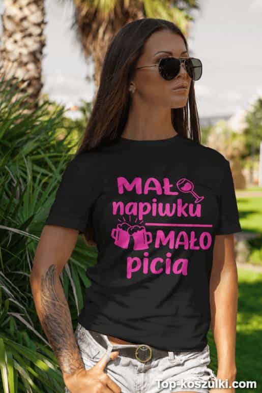 Śmieszna koszulka mało napiwku mało picia