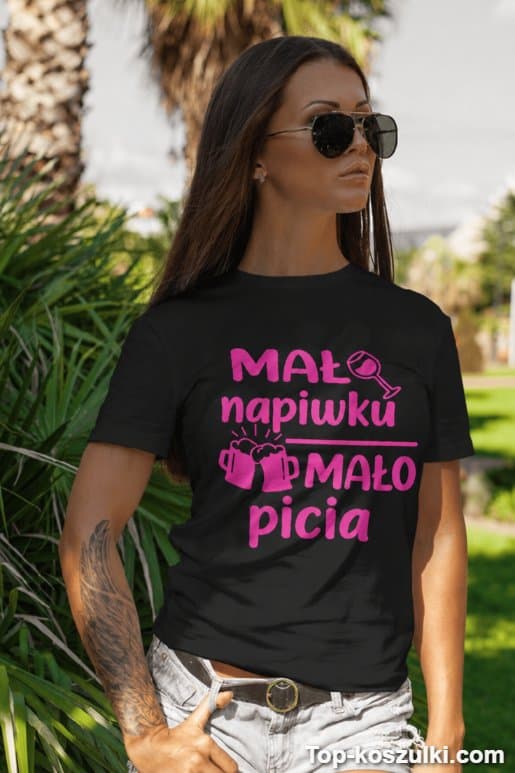 Śmieszna koszulka mało napiwku mało picia