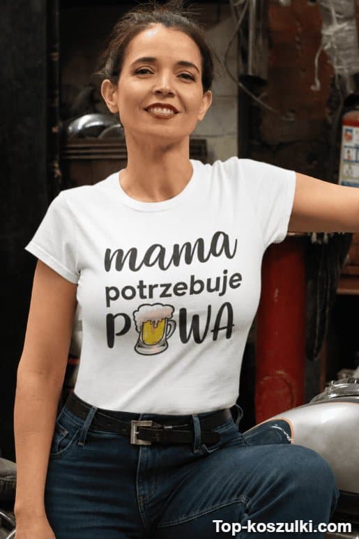 Śmieszna koszulka mama potrzebuje piwa