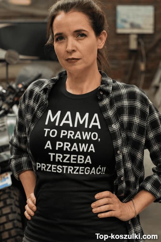 Śmieszna koszulka mama to prawo