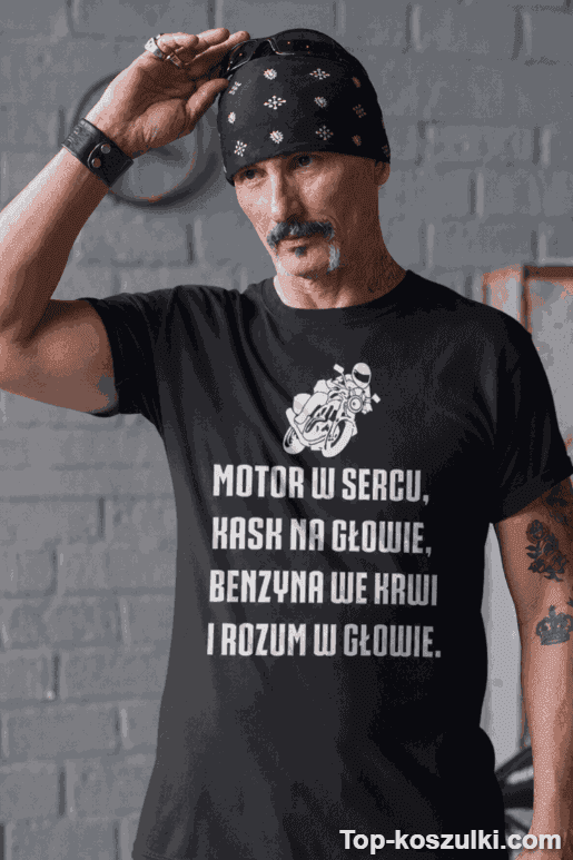 Śmieszna koszulka motor w sercu