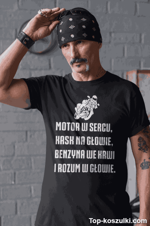 Śmieszna koszulka motor w sercu