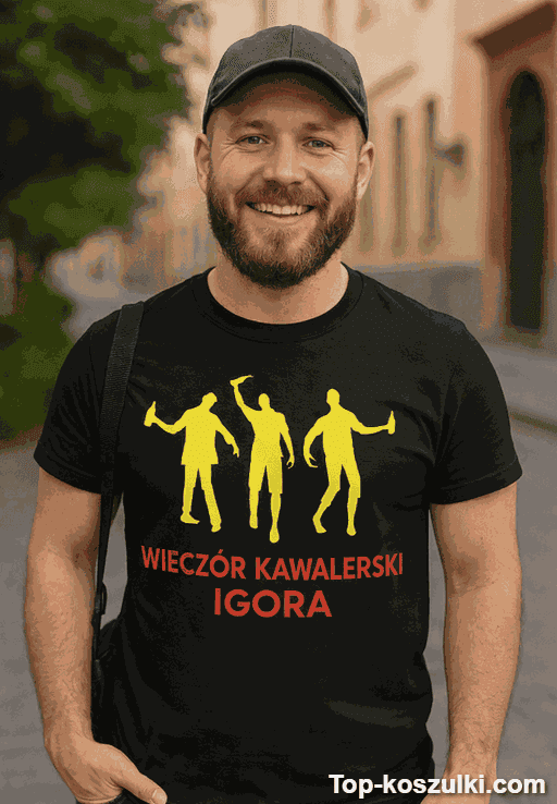 Śmieszna koszulka na wieczór kawalerski z imieniem
