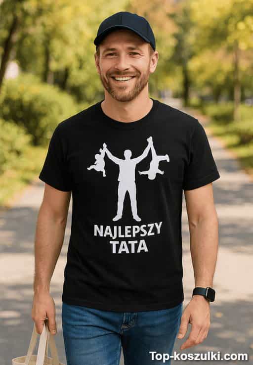 Śmieszna koszulka najlepszy tata z dziećmi
