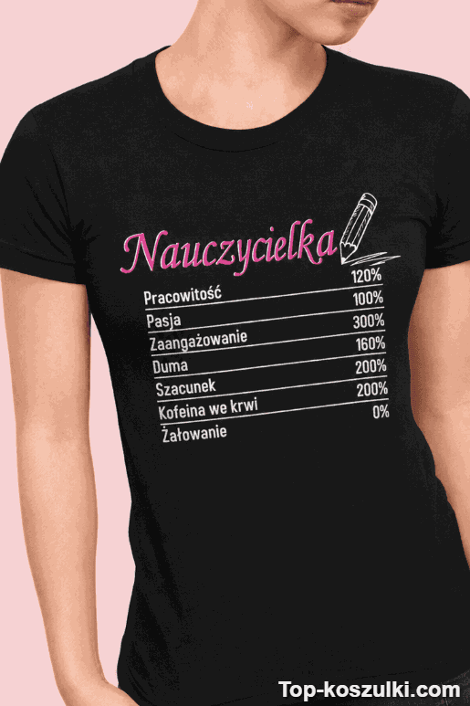 Śmieszna koszulka nauczycielka pracowitość