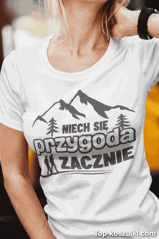 Śmieszna koszulka niech się przygoda zacznie