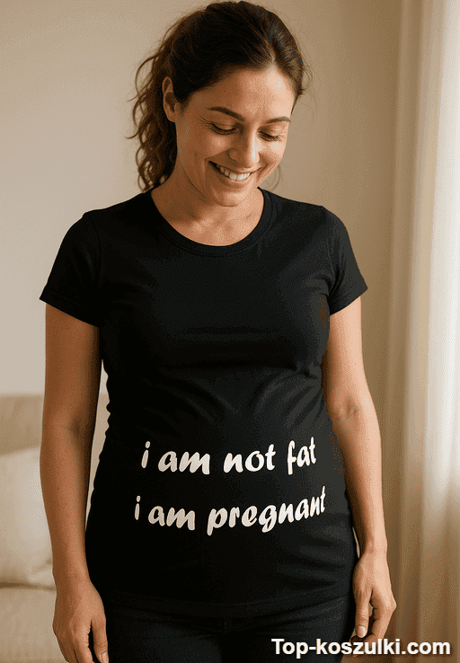 Śmieszna koszulka not fat just pregnant
