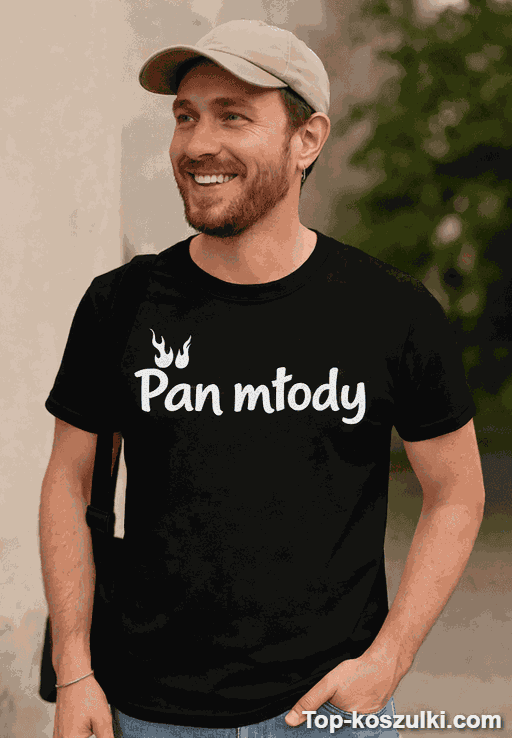 Śmieszna koszulka pan młody kajdanki