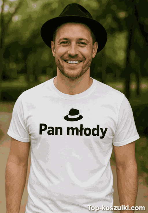 Śmieszna koszulka pan młody kapelusz