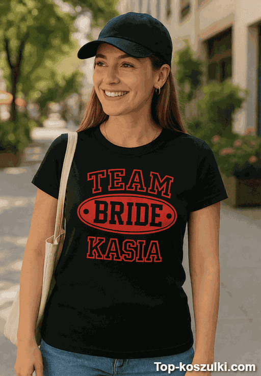 Śmieszna koszulka panieńska Team Bride z imieniem