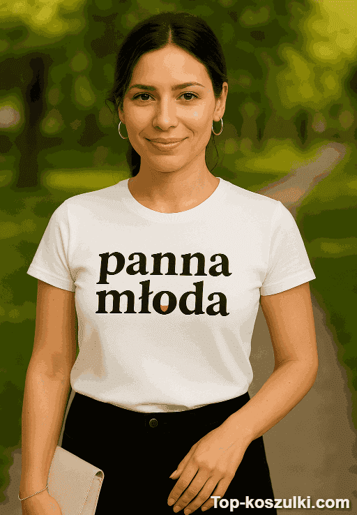 Śmieszna koszulka panna młoda z serduszkami