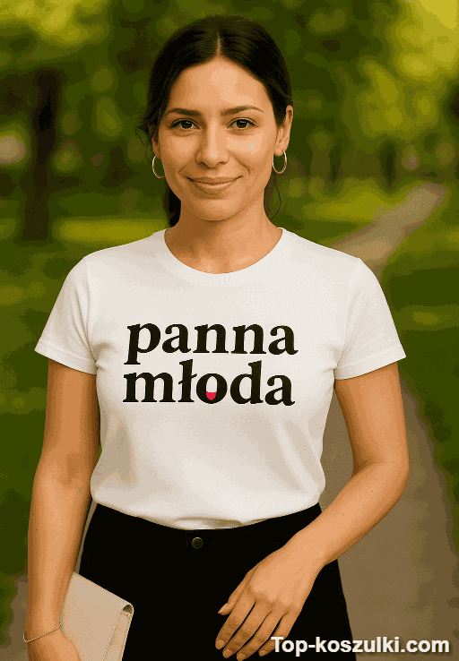 Śmieszna koszulka panna młoda z serduszkami