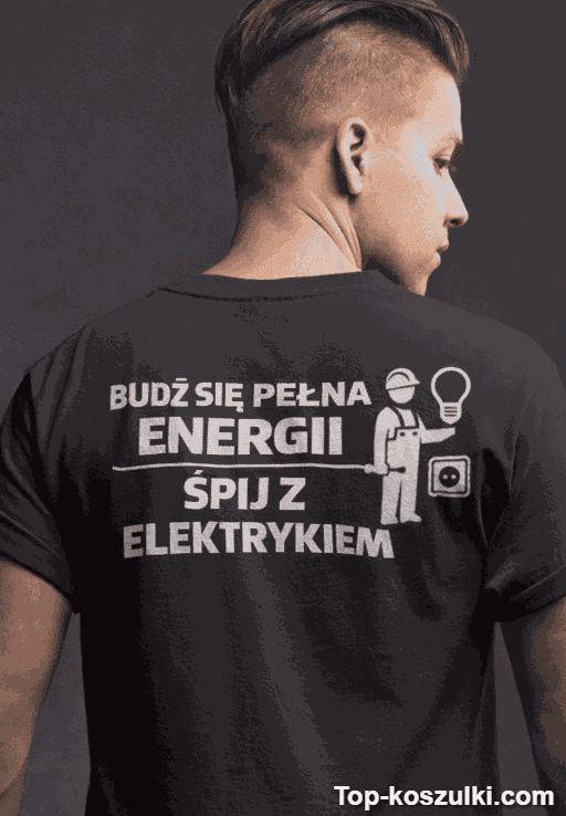 Śmieszna koszulka pełna energii z elektrykiem