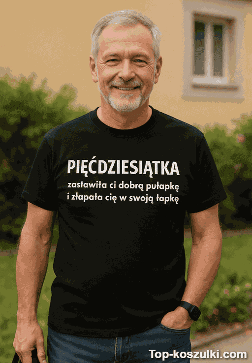 Śmieszna koszulka pięćdziesiątka pułapka