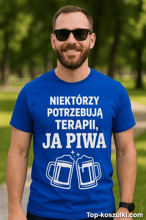 Śmieszna koszulka piwo terapia