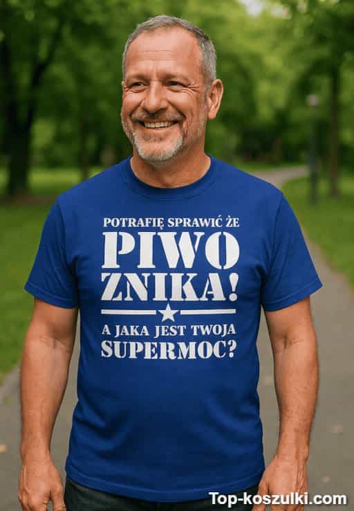 Śmieszna koszulka piwo znika supermoc