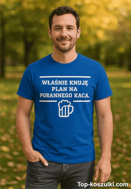 Śmieszna koszulka plan na porannego kaca