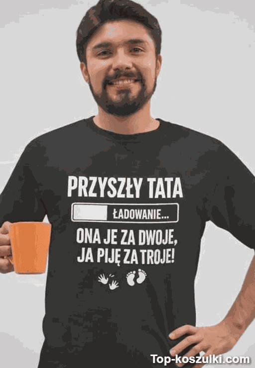 Śmieszna koszulka przyszły tata piję za troje