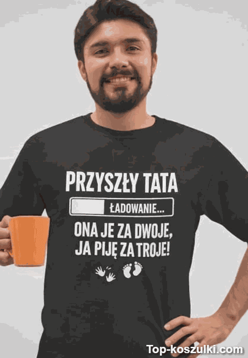 Śmieszna koszulka przyszły tata piję za troje