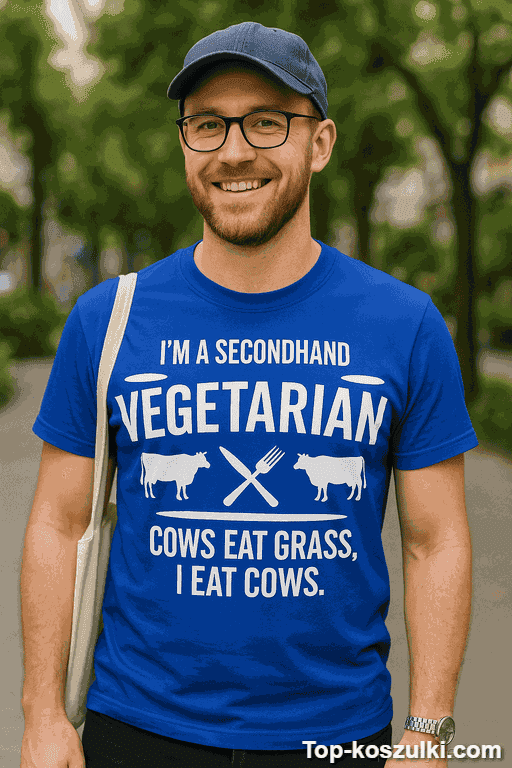 Śmieszna koszulka secondhand vegetarian