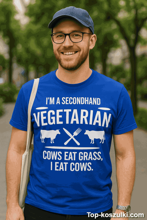 Śmieszna koszulka secondhand vegetarian