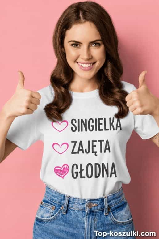 Śmieszna koszulka singielka zajęta głodna