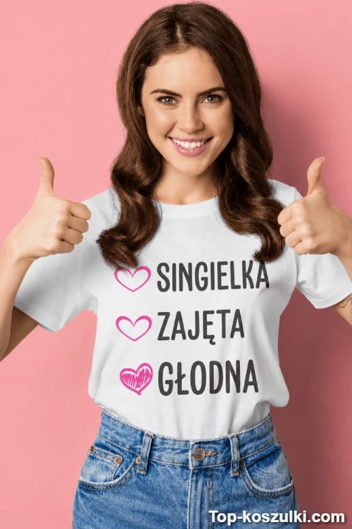 Śmieszna koszulka singielka zajęta głodna
