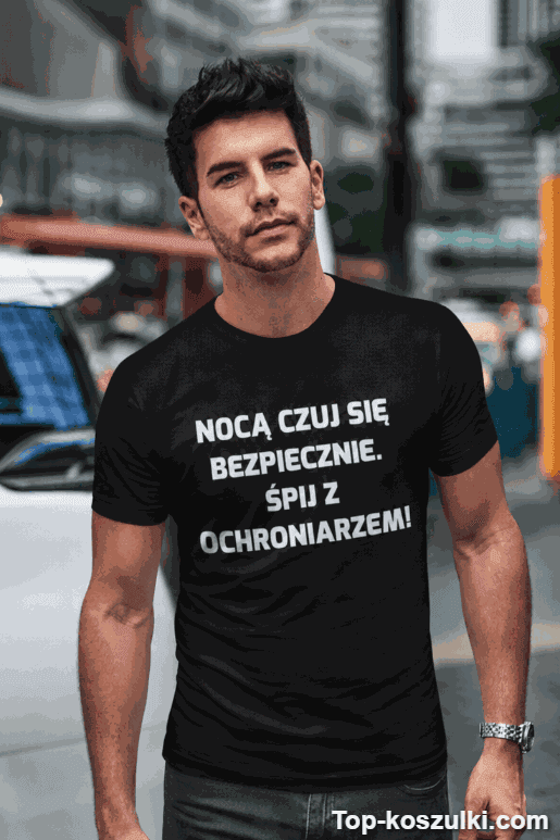 Śmieszna koszulka śpij z ochroniarzem