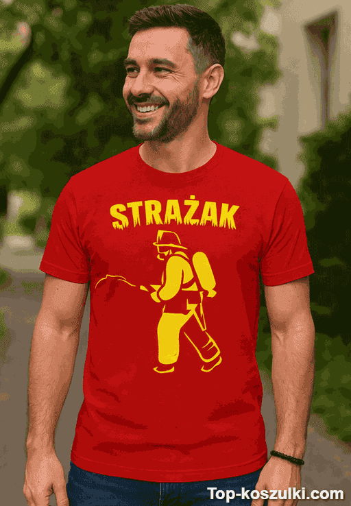 Śmieszna koszulka strażak