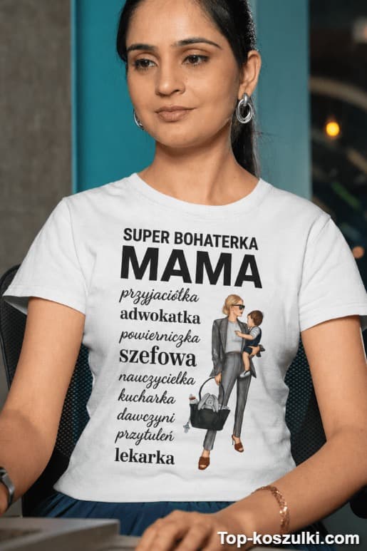 Śmieszna koszulka super bohaterka mama