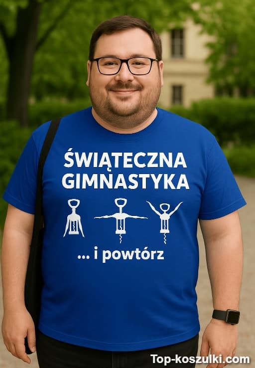 Śmieszna koszulka świąteczna gimnastyka