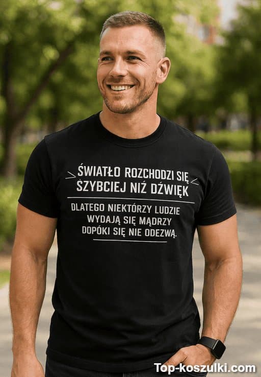 Śmieszna koszulka światło szybciej niż dźwięk
