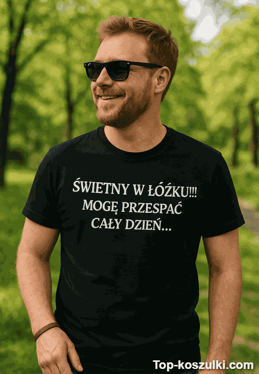 Śmieszna koszulka świetny w łóżku cały dzień