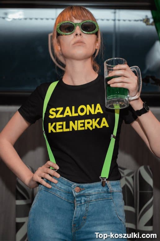Śmieszna koszulka szalona kelnerka