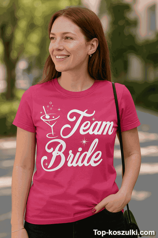 Śmieszna koszulka Team Bride kieliszek
