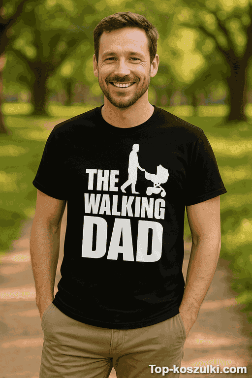 Śmieszna koszulka the walking dad 2