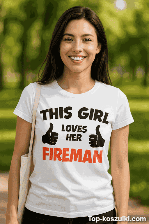 Śmieszna koszulka this girl loves her fireman